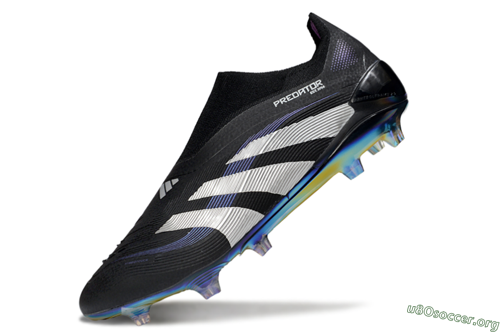 Adidas Predator 25 Elite Laceless FG Football Boots - Black/Silver/Blue 5