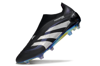 Adidas Predator 25 Elite Laceless FG Football Boots - Black/Silver/Blue