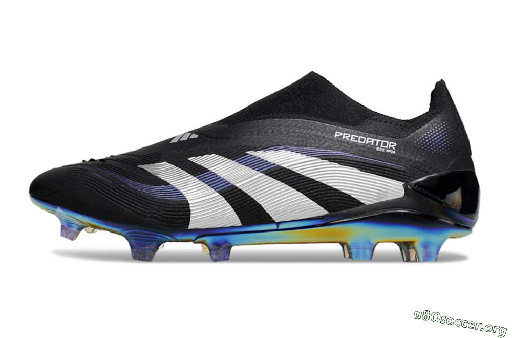 Adidas Predator 25 Elite Laceless FG Football Boots - Black/Silver/Blue 3