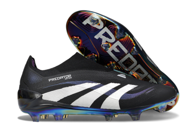 Adidas Predator 25 Elite Laceless FG Football Boots - Black/Silver/Blue