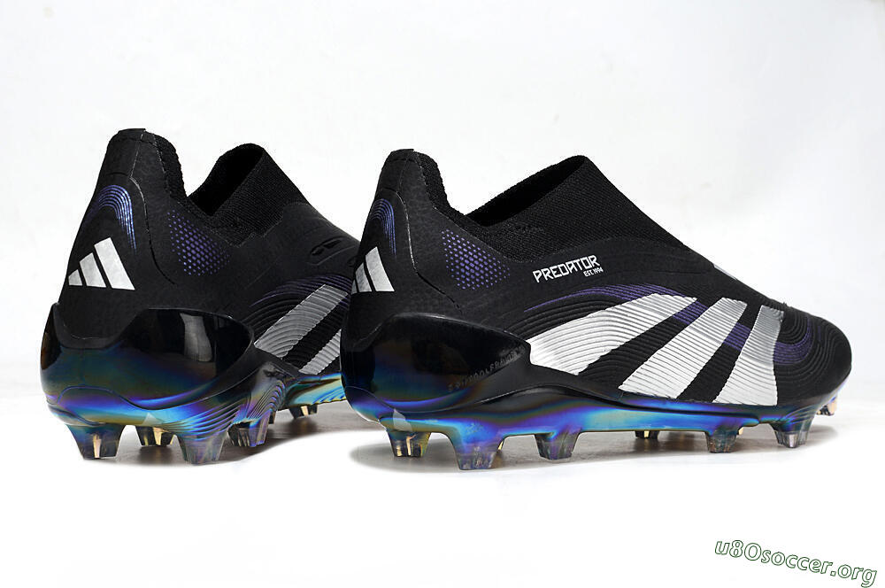 Adidas Predator 25 Elite Laceless FG Football Boots - Black/Silver/Blue 6