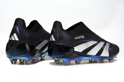 Adidas Predator 25 Elite Laceless FG Football Boots - Black/Silver/Blue