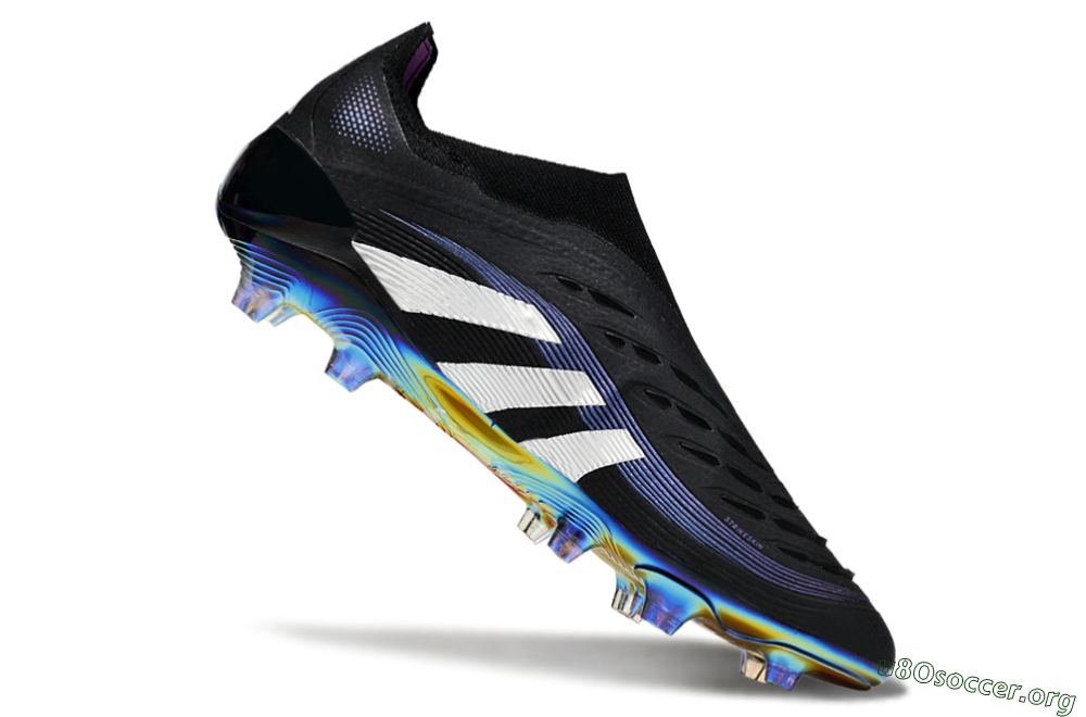Adidas Predator 25 Elite Laceless FG Football Boots - Black/Silver/Blue 4