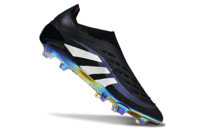 Adidas Predator 25 Elite Laceless FG Football Boots - Black/Silver/Blue