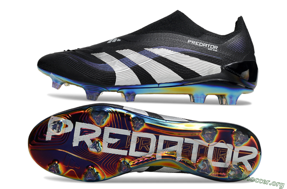 Adidas Predator 25 Elite Laceless FG Football Boots - Black/Silver/Blue 1