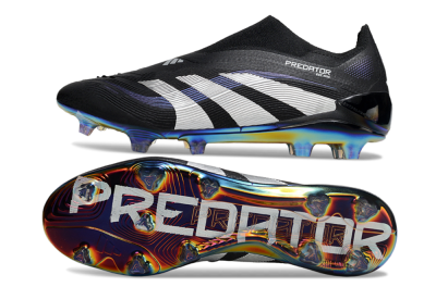 Adidas Predator 25 Elite Laceless FG Football Boots - Black/Silver/Blue