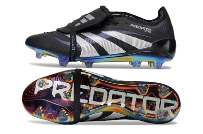 Adidas Predator 25 EliteFoldover Tongue FG Football Boots - Black/Silver/Blue