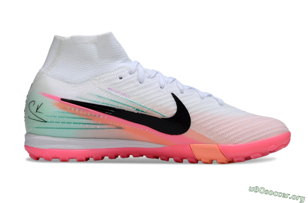 Nike Air Zoom Mercurial Superfly 10 Elite TF Football Shoes - White/Pink/Black 5
