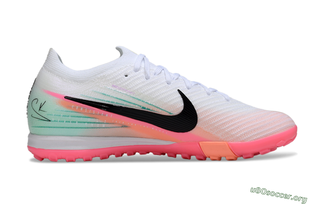Nike Air Zoom Mercurial Vapor 16 Elite TF Football Shoes - White/Black/Pink 5