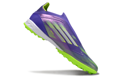 Adidas F50 Elite Laceless TF Football Shoes - Purple/Yellow/Silver