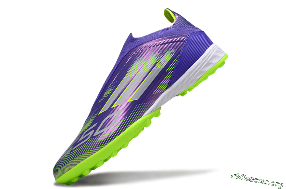 Adidas F50 Elite Laceless TF Football Shoes - Purple/Yellow/Silver 6