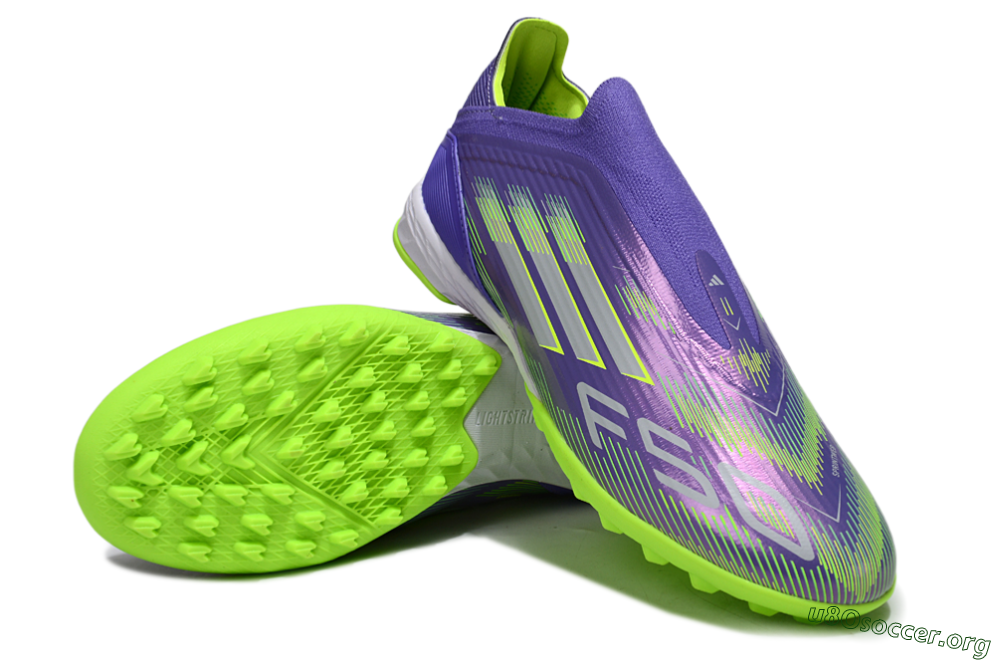 Adidas F50 Elite Laceless TF Football Shoes - Purple/Yellow/Silver 4