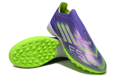 Adidas F50 Elite Laceless TF Football Shoes - Purple/Yellow/Silver