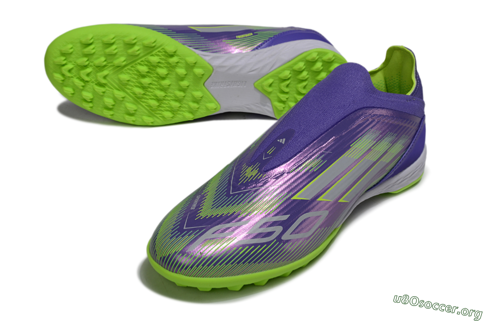 Adidas F50 Elite Laceless TF Football Shoes - Purple/Yellow/Silver 0