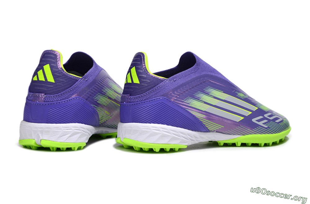 Adidas F50 Elite Laceless TF Football Shoes - Purple/Yellow/Silver 7