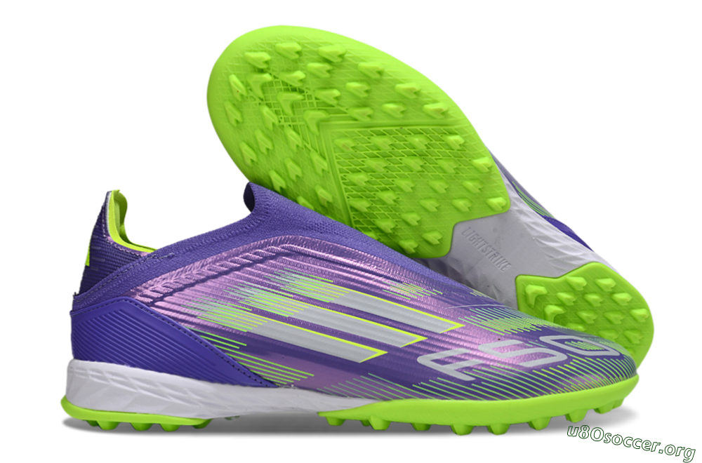 Adidas F50 Elite Laceless TF Football Shoes - Purple/Yellow/Silver 2