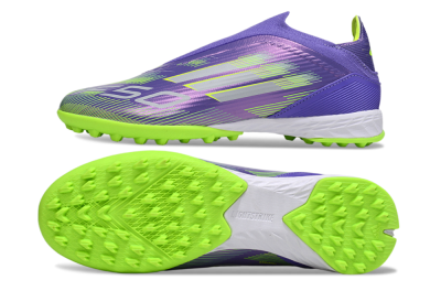 Adidas F50 Elite Laceless TF Football Shoes - Purple/Yellow/Silver