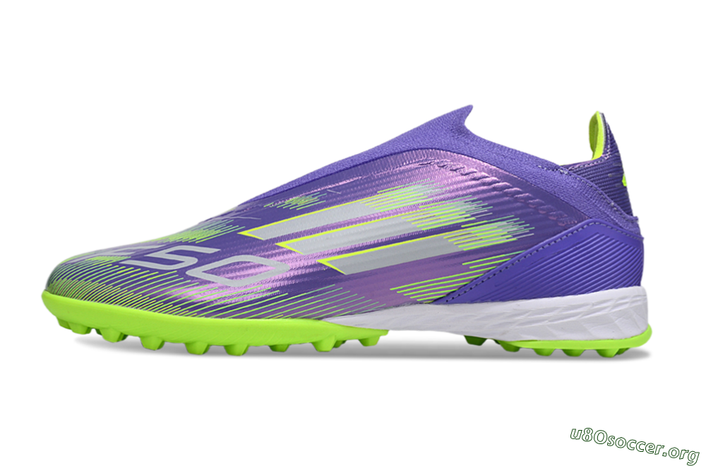 Adidas F50 Elite Laceless TF Football Shoes - Purple/Yellow/Silver 3