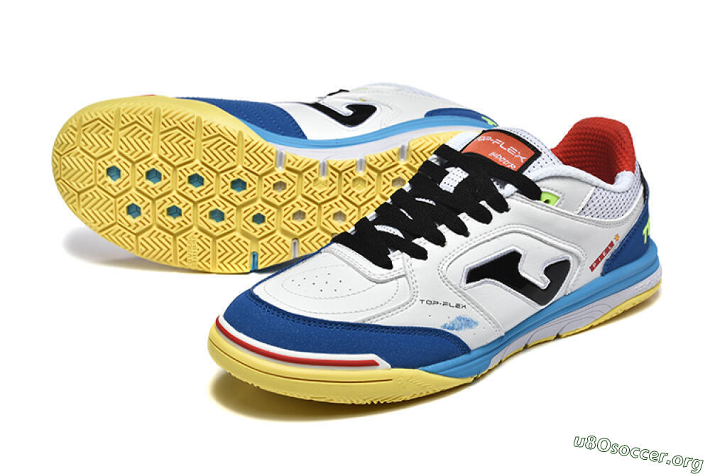 Joma Top Flex IC Football Shoes - White/Black/Blue 0