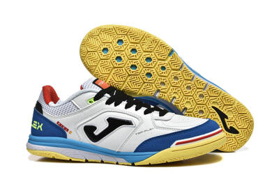 Joma Top Flex IC Football Shoes - White/Black/Blue
