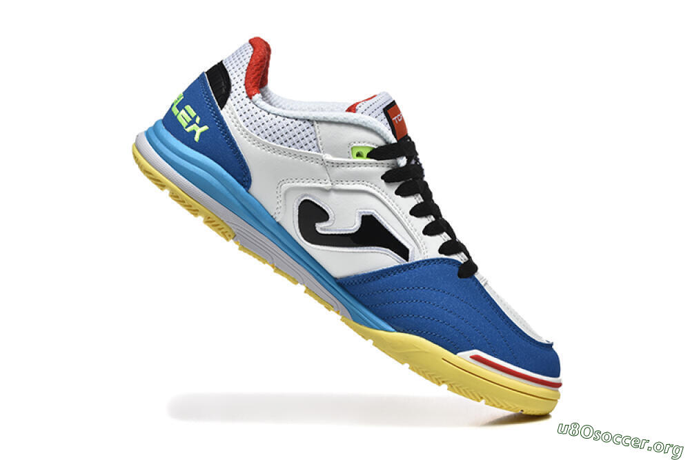 Joma Top Flex IC Football Shoes - White/Black/Blue 7