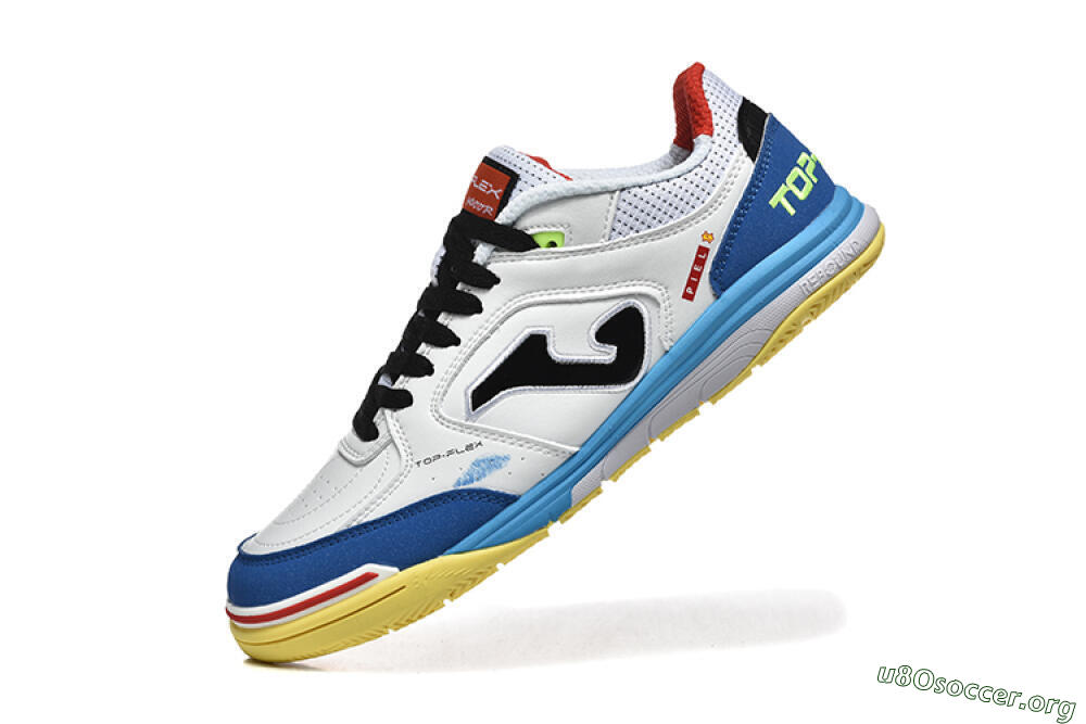 Joma Top Flex IC Football Shoes - White/Black/Blue 8