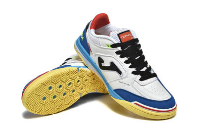 Joma Top Flex IC Football Shoes - White/Black/Blue