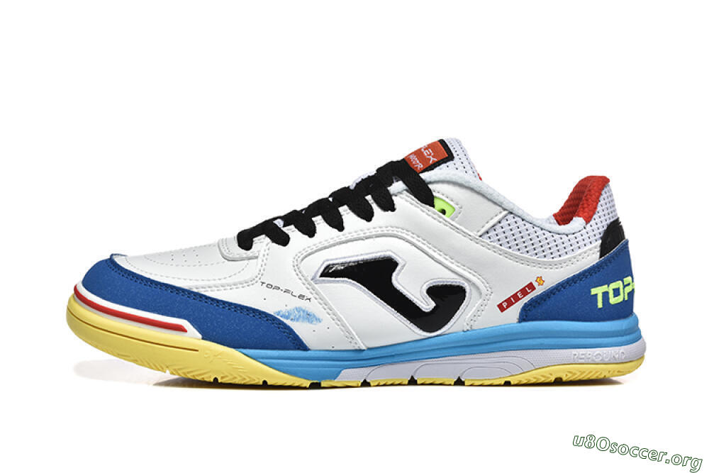 Joma Top Flex IC Football Shoes - White/Black/Blue 3
