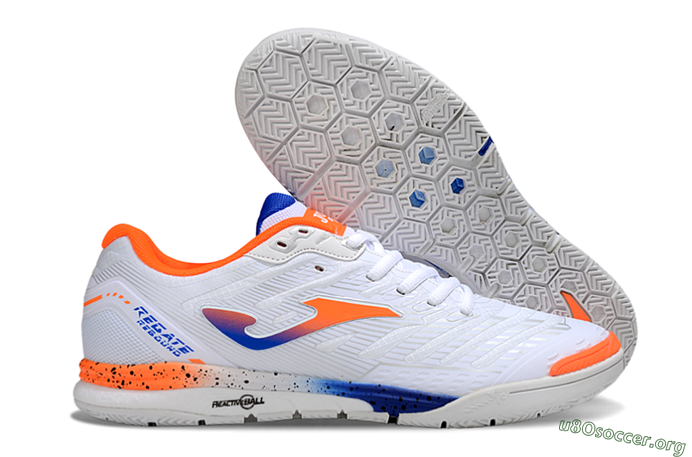 Joma Top Flex IC Football Shoes - White/Blue/Red 2