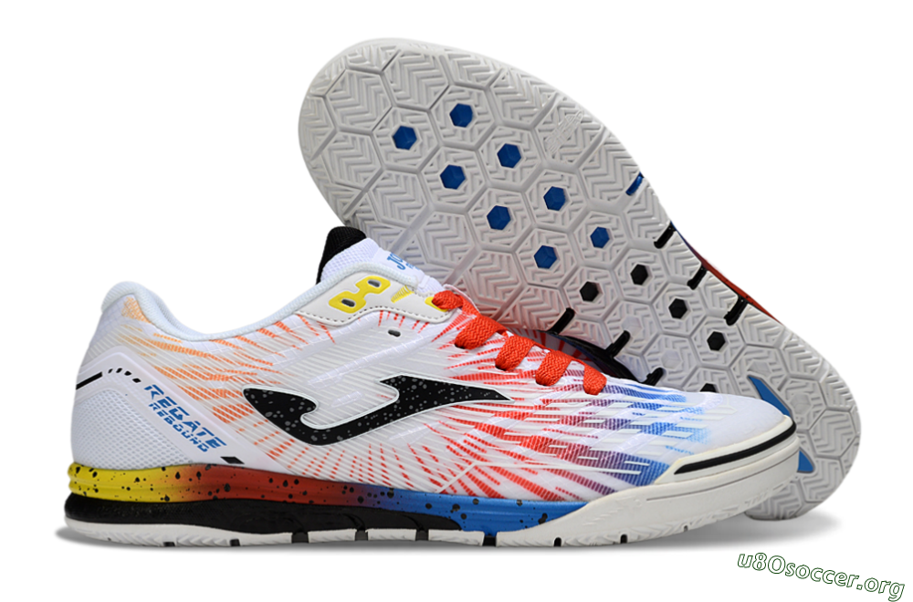 Joma Top Flex IC Football Shoes - White/Black/Red 2