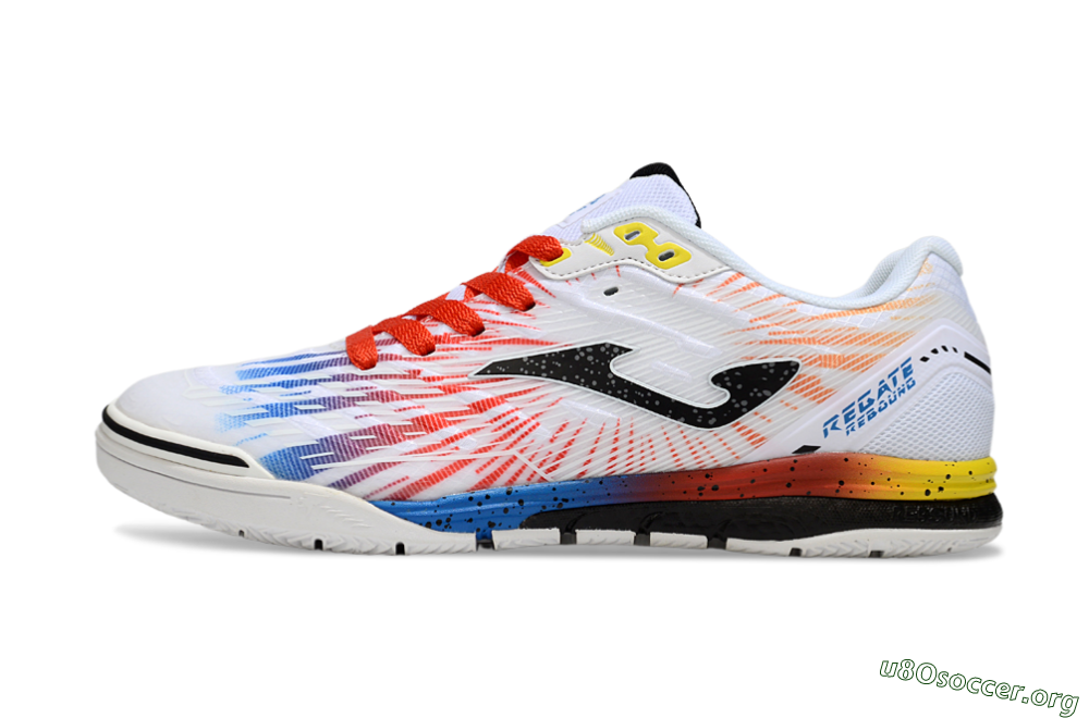 Joma Top Flex IC Football Shoes - White/Black/Red 3