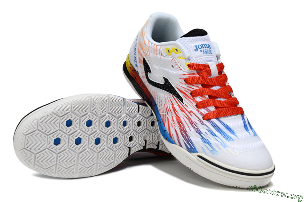 Joma Top Flex IC Football Shoes - White/Black/Red 0