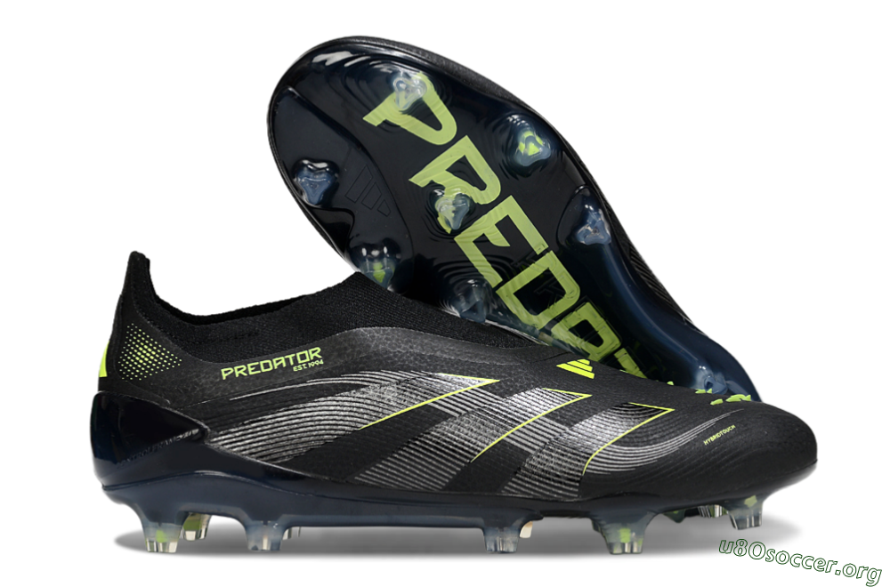 Adidas Predator 25 Elite Laceless FG Football Boots - Black/Silver/Yellow 2
