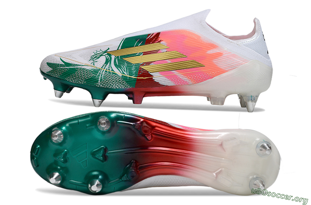 Adidas F50 Elite Laceless SG Football Boots - White/Green/Gold/Red 1