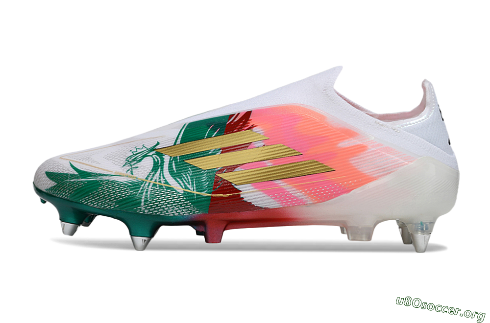 Adidas F50 Elite Laceless SG Football Boots - White/Green/Gold/Red 3
