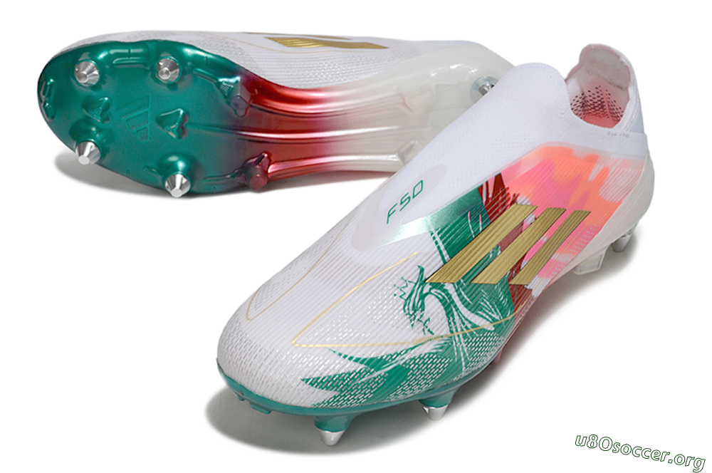Adidas F50 Elite Laceless SG Football Boots - White/Green/Gold/Red 0