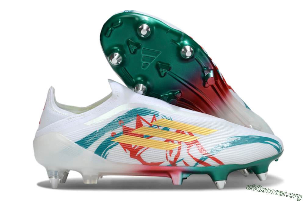 Adidas F50 Elite Laceless SG Football Boots - White/Green/Gold/Red 2