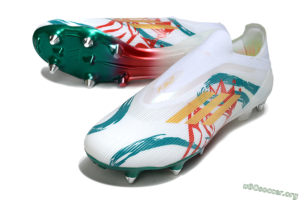 Adidas F50 Elite Laceless SG Football Boots - White/Green/Gold/Red 0