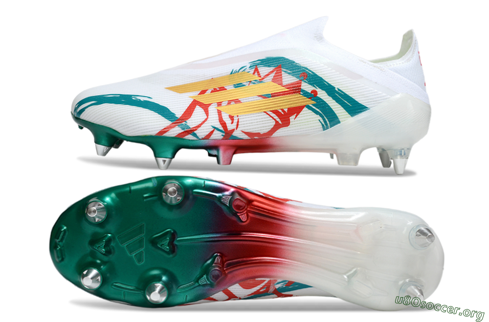 Adidas F50 Elite Laceless SG Football Boots - White/Green/Gold/Red 1