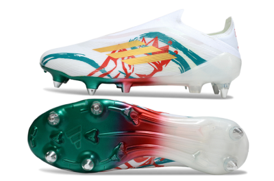 Adidas F50 Elite Laceless SG Football Boots - White/Green/Gold/Red