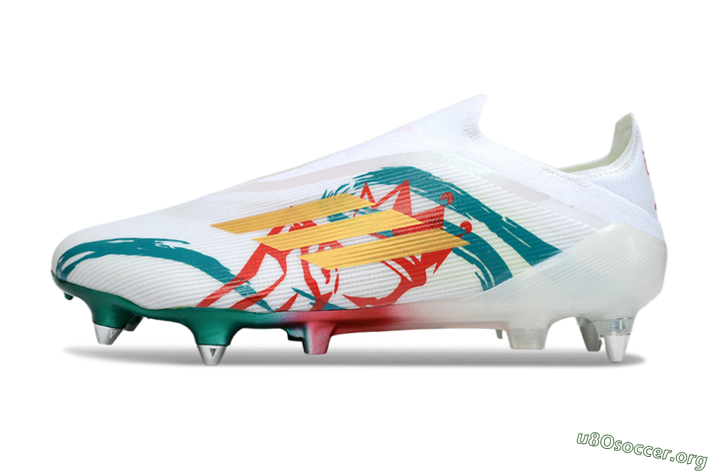 Adidas F50 Elite Laceless SG Football Boots - White/Green/Gold/Red 3