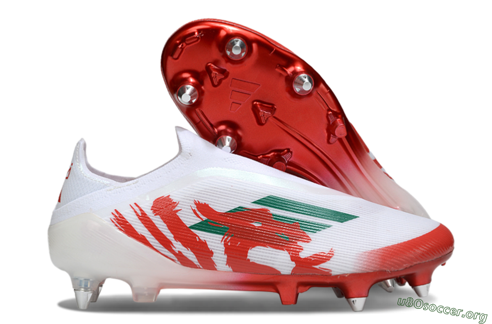 Adidas F50 Elite Laceless SG Football Boots - White/Green/Red 2