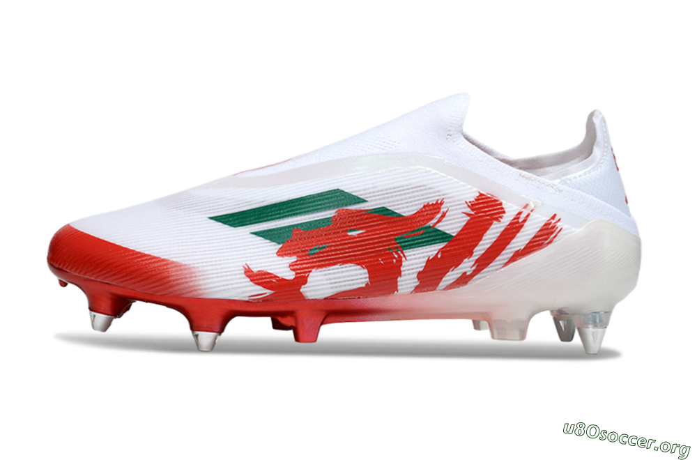 Adidas F50 Elite Laceless SG Football Boots - White/Green/Red 3