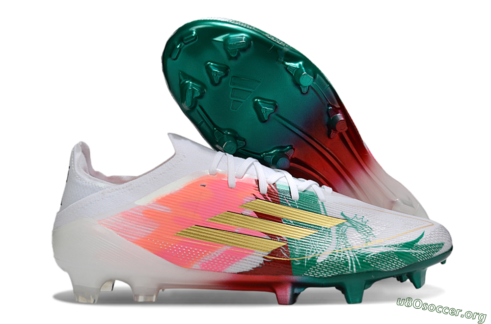 Adidas F50 Elite FG Football Boots - White/Green/Gold/Red 2