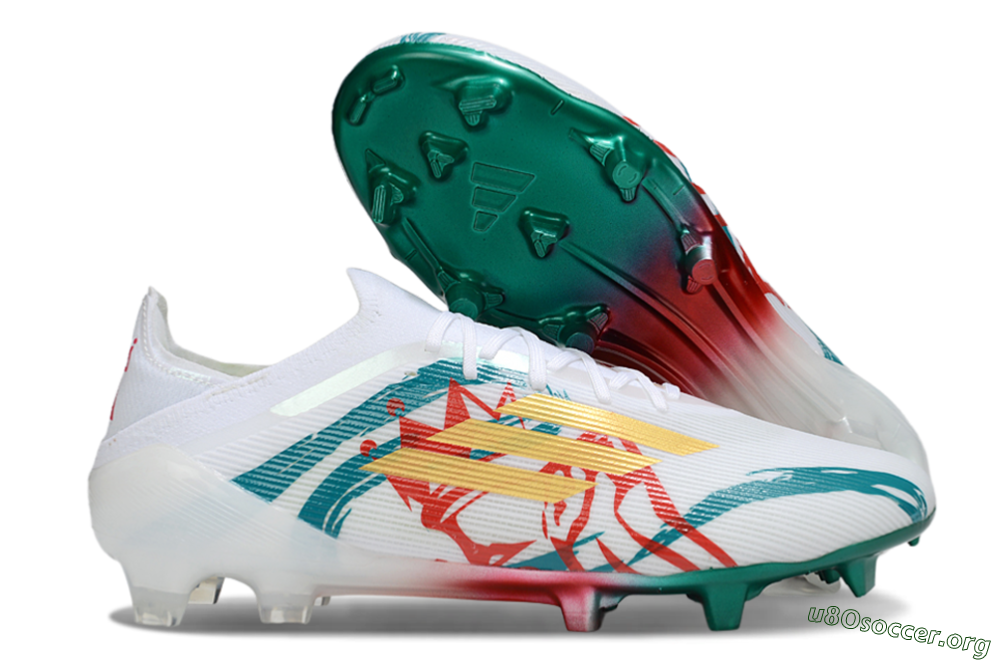 Adidas F50 Elite FG Football Boots - White/Green/Gold/Red 2