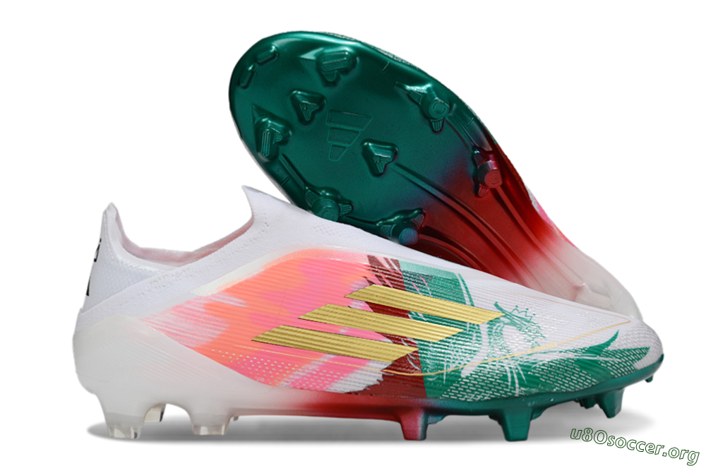 Adidas F50 Elite Laceless FG Football Boots - White/Green/Gold/Red 2