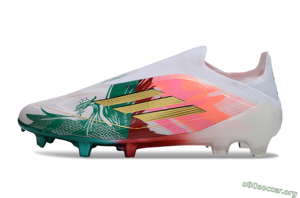 Adidas F50 Elite Laceless FG Football Boots - White/Green/Gold/Red 3