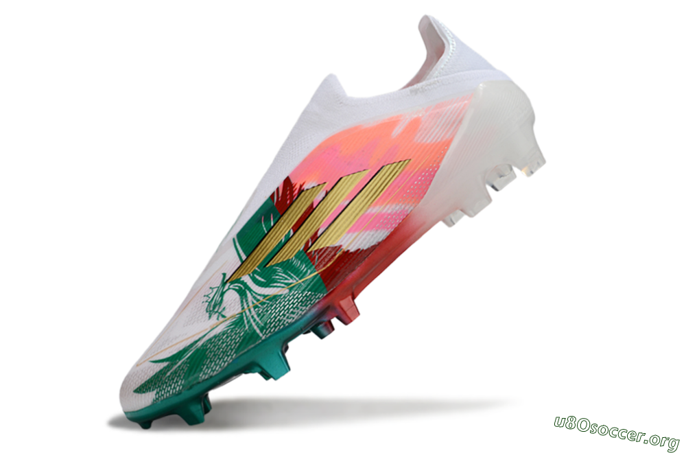 Adidas F50 Elite Laceless FG Football Boots - White/Green/Gold/Red 5