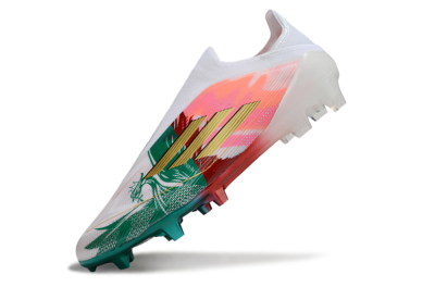 Adidas F50 Elite Laceless FG Football Boots - White/Green/Gold/Red