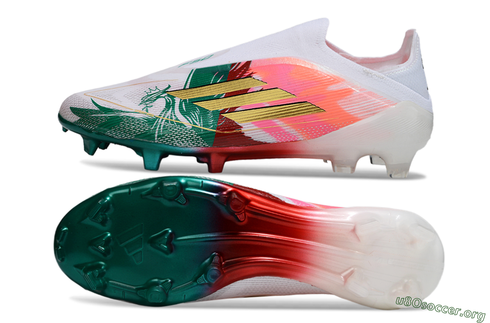 Adidas F50 Elite Laceless FG Football Boots - White/Green/Gold/Red 1